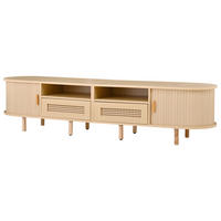 LOWBOARD DE-40377 2 Rattan-Schubladen mit Schiebetüren Holzfarbe - Naturfarben, Holzwerkstoff (170/40/40cm) - ComfortXL