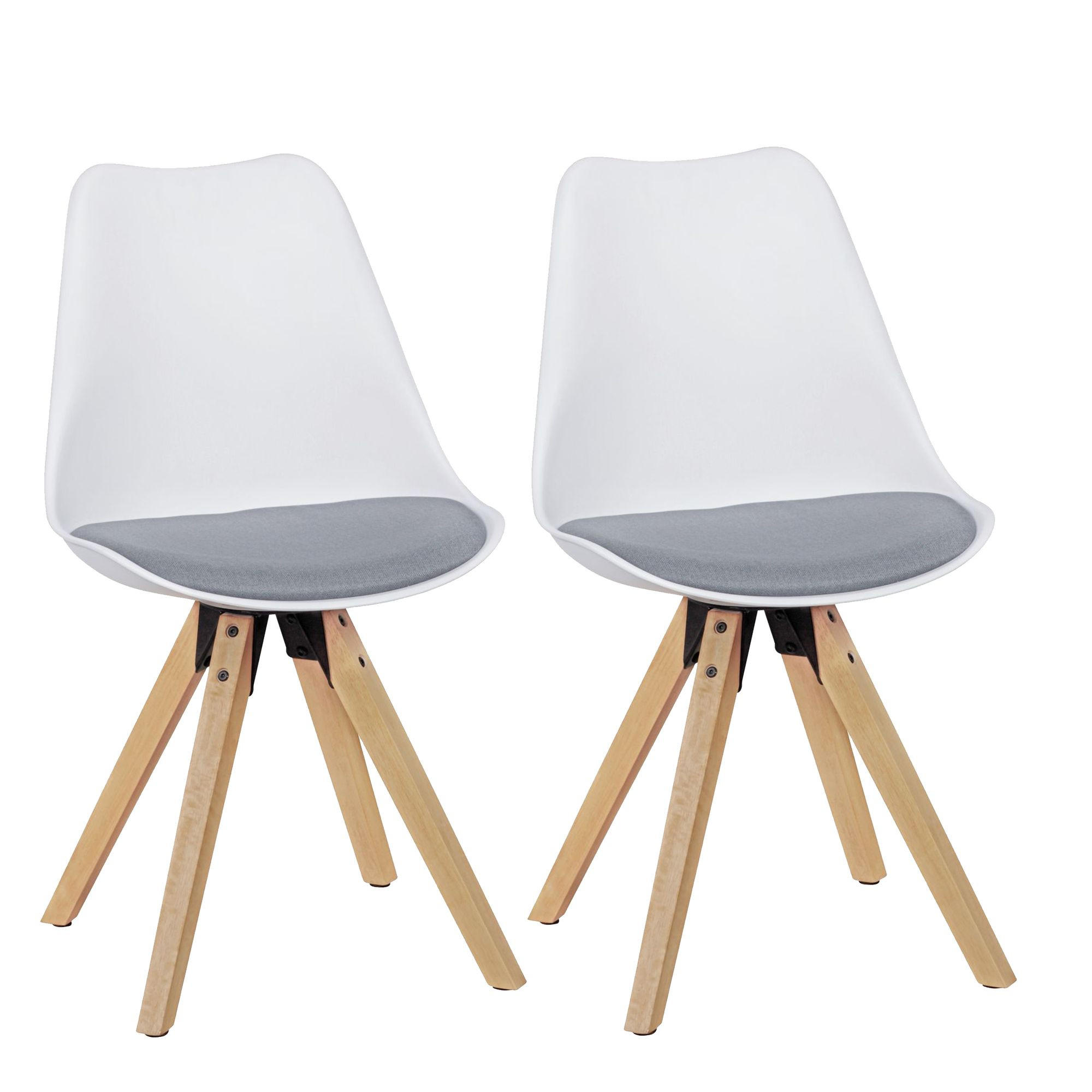 ESSZIMMERSTUHL 2er Set Stoffbezug mit Holzgestell Skandinavisch gepolstert, Weiß 49x52x87 cm - Beige/Weiß, Holz/Textil (49/87/52cm) - KADIMA DESIGN