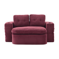 SCHLAFSOFA DE-33608 2-in-1 mit Getränkehaltern und tiefer Sitzfläche Weinrot - Weinrot, Textil (165/61/97cm) - ComfortXL