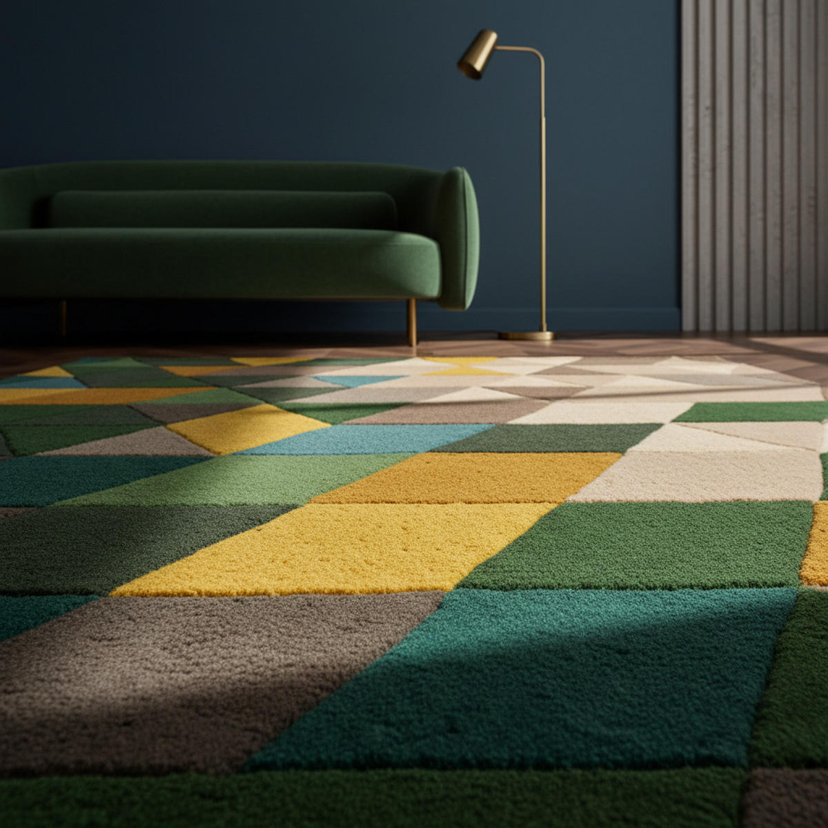 WOLLTEPPICH handgetuftet geometrisch DERWENT HAZEL, Grün-Multi 200x290 cm - Grün, Textil (200/290cm) - KADIMA DESIGN