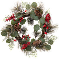 WEIHNACHTSKRANZ mit Eukalyptusblättern und Pilzen 44/44/8 cm - Grün, Metall (44/8/44cm) - Home Styling Collection
