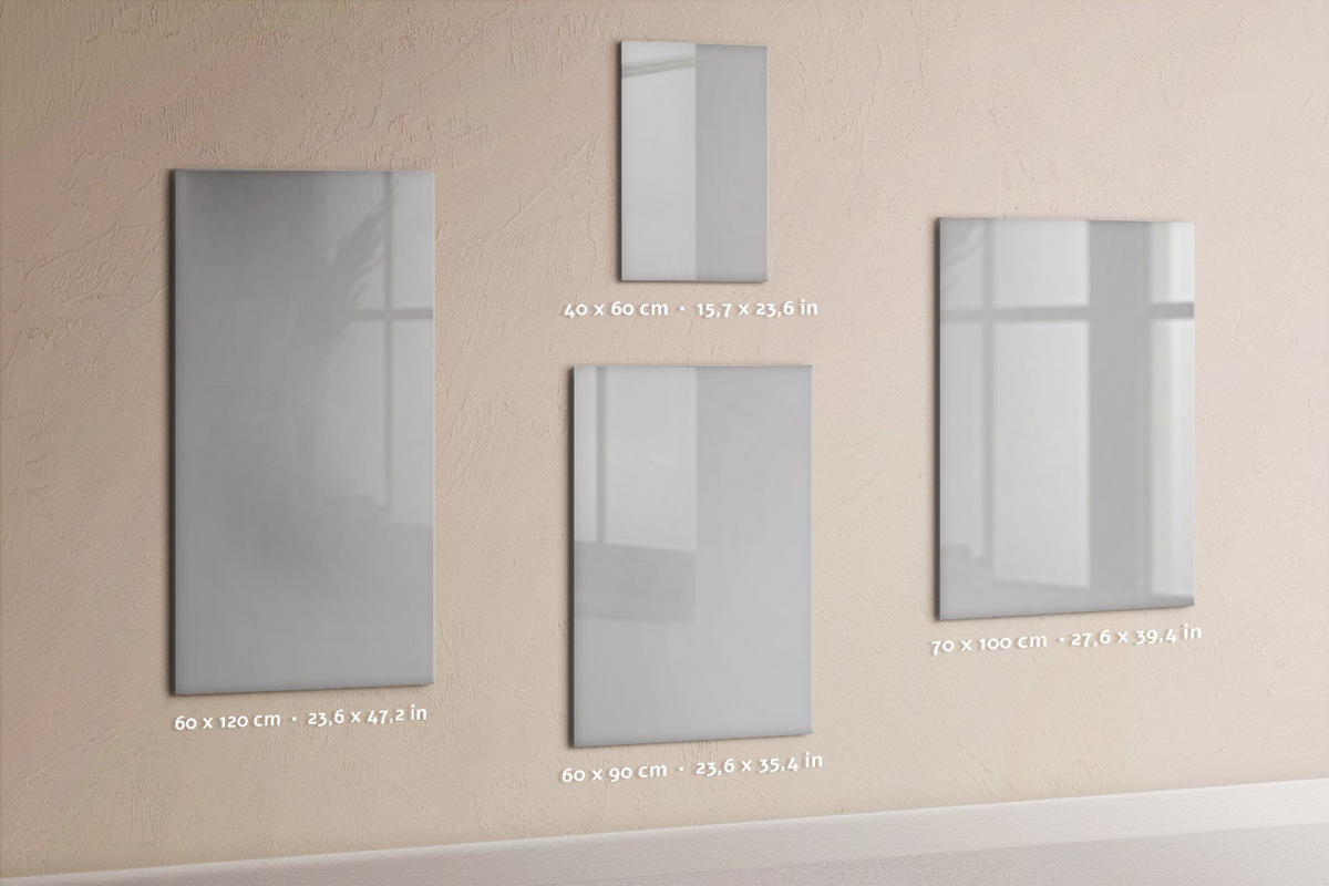 MAGNETTAFEL 40x60 Hellgrau schwarzer Marker - Hellgrau, Glas (40/0.4/60cm) - TULUP