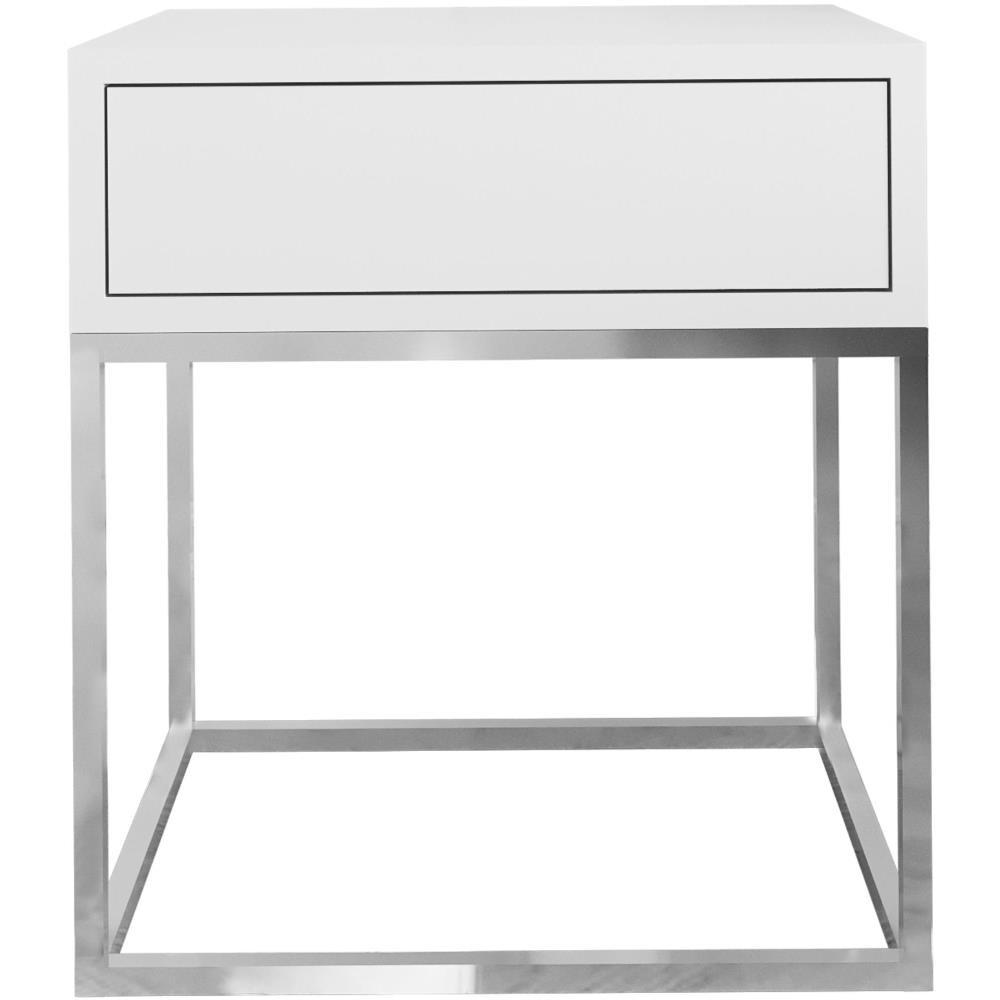Thumbnail - Beautysofa Nachtschrank, Weiß, Silber, Holzwerkstoff, 1 Schubladen, 45x50x35 cm, Schlafzimmer, Nachttische