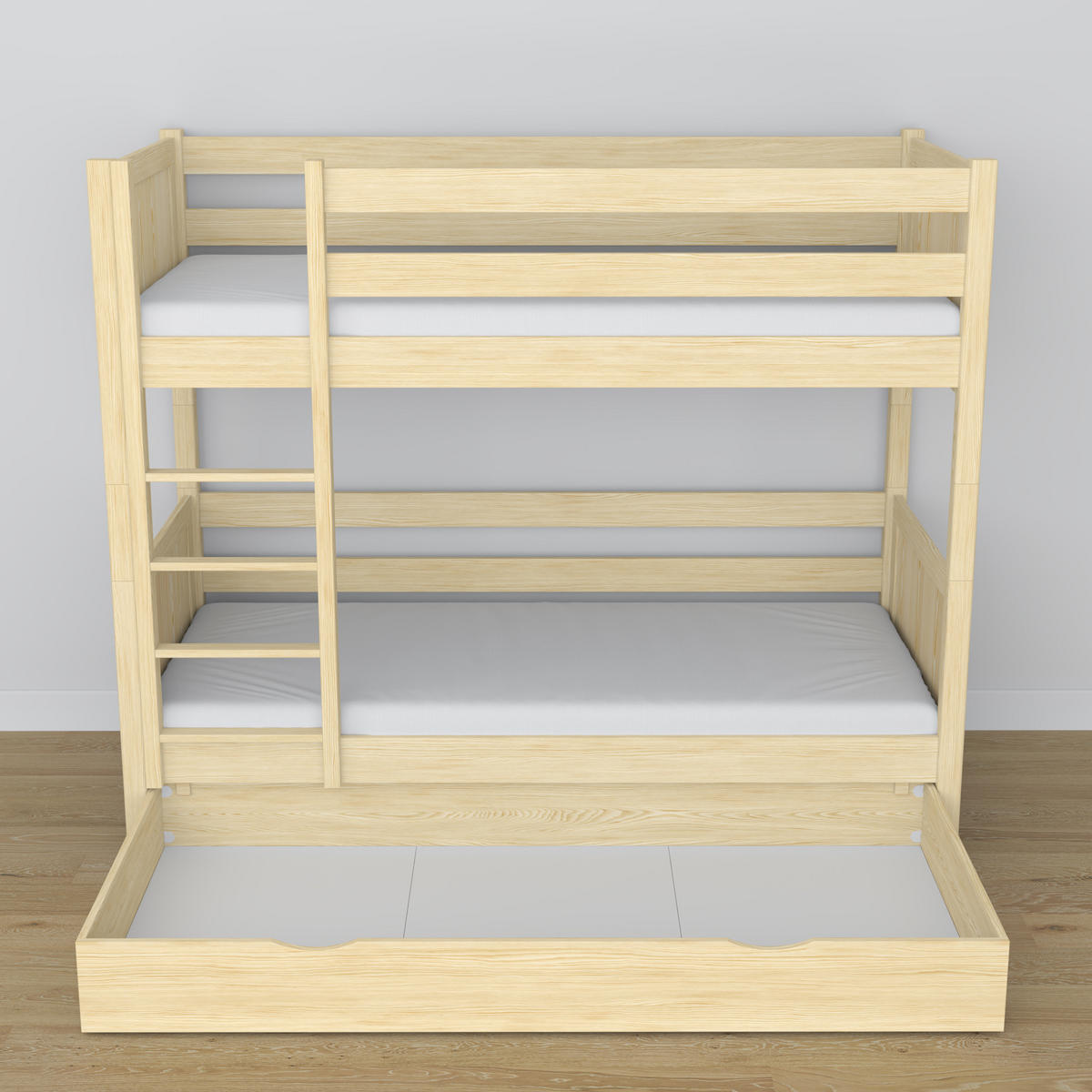 ETAGENBETT N02 mit Schublade Klare Kiefer 120/180 - Braun, Naturmaterialien/Holz (120/180cm) - N-Wood