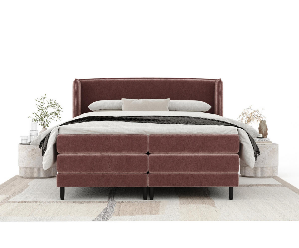 BOXSPRINGBETT Carizzo Rosa 140/200 cm mit Matratze und Topper - Pink/Schwarz, Holz/Holzwerkstoff (140/200cm) - Maison de Reve