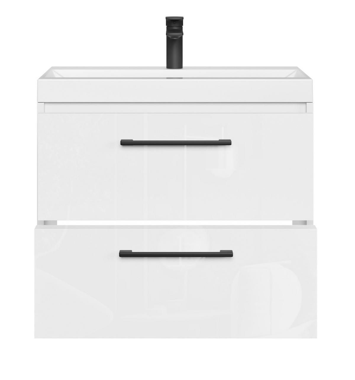 BADMÖBEL-SET Florence 2 Teile Weiß Hochglanz - 60 x 35 x 51 cm - Weiß, Holz (60/51/35cm) - Badplaats