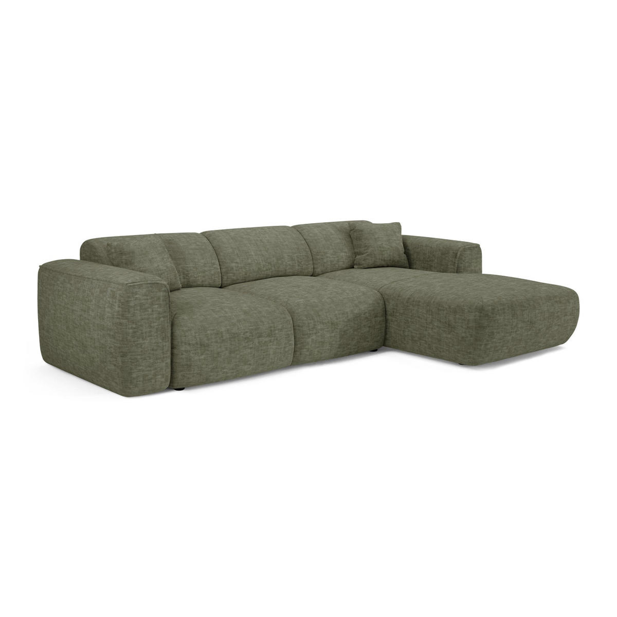 ECKSCHLAFSOFA Texturierter Samt Salbeigrün 283cm - Grün, Textil (283/180cm) - Sia Home