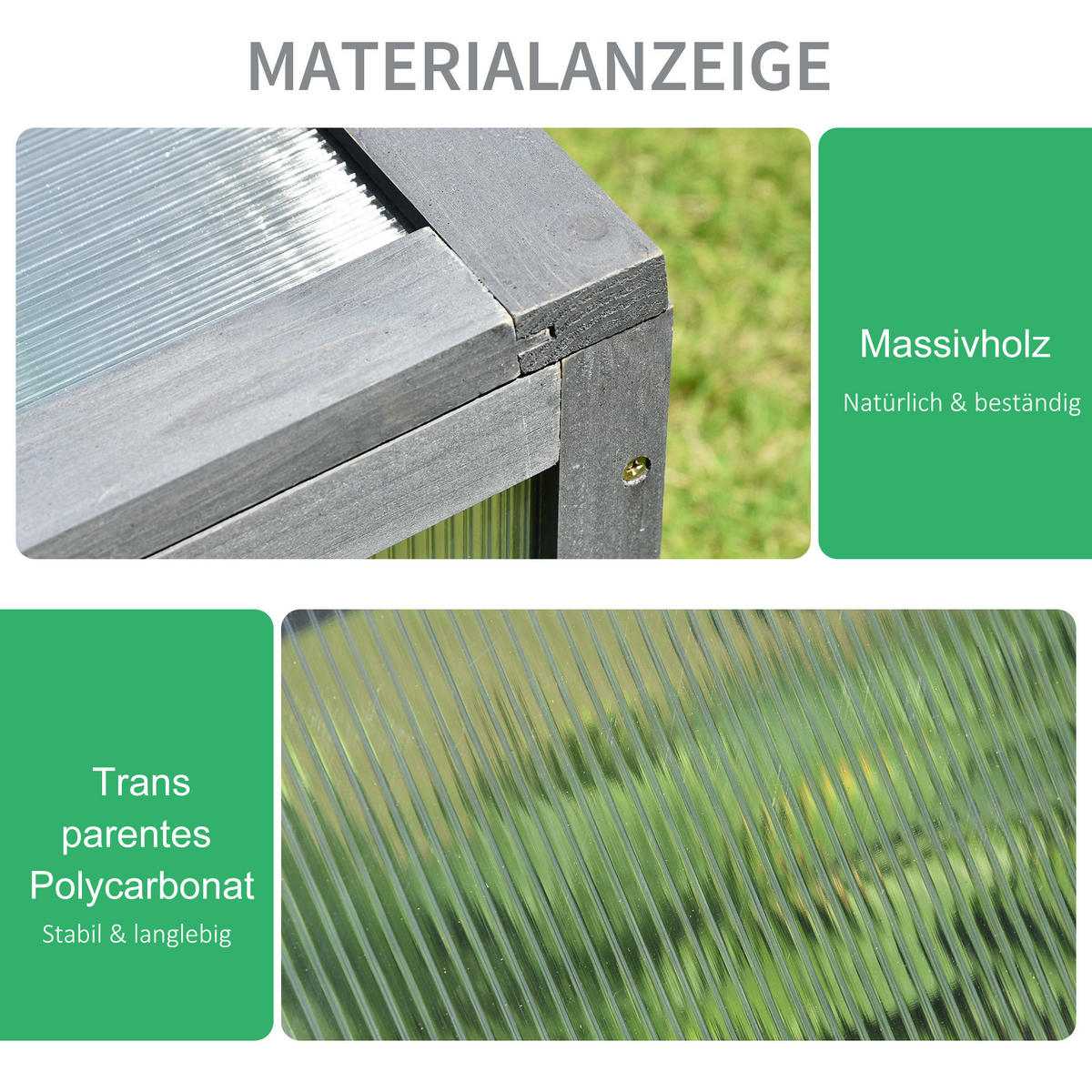 FRÜHBEET Holz 100 x 65 x 40 cm - Grau, Holz (65/40/100cm) - Outsunny