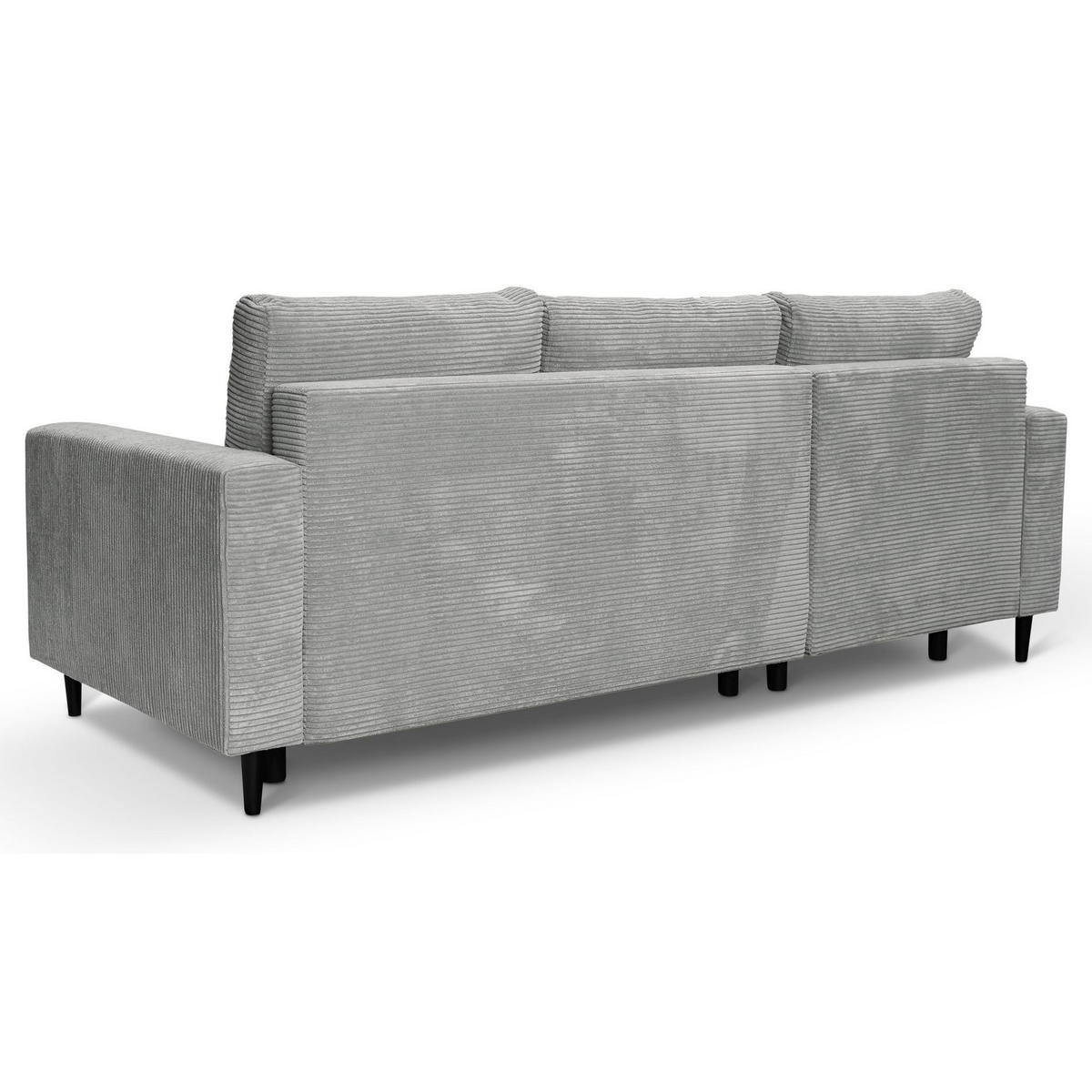 ECKSOFA Nalika Hellgrau mit Cordbezug - Hellgrau/Schwarz, Holz/Textil (230/143cm) - Selsey