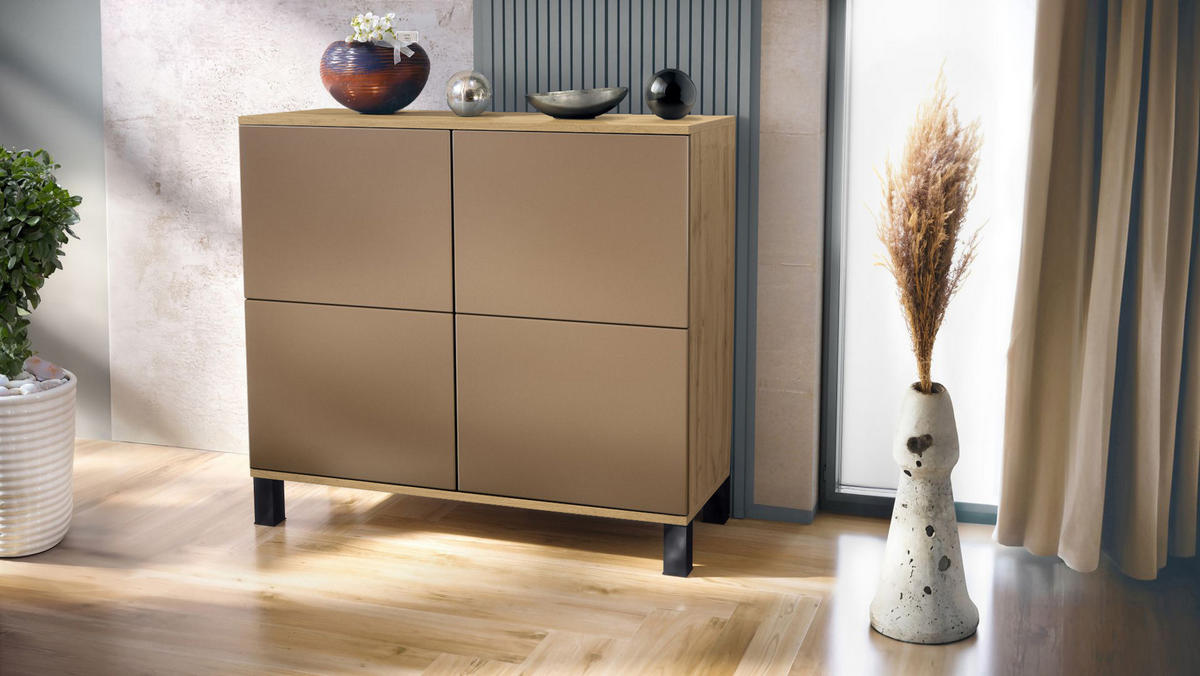 KOMMODE Rova Bronze Optik - Bronzefarben, Holzwerkstoff (92.5/84.5/35cm) - Vladon