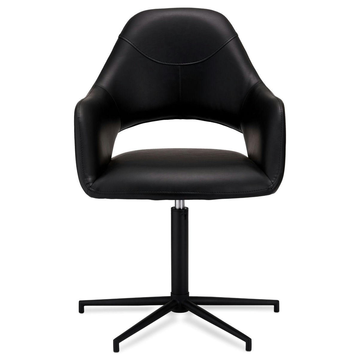 STUHL-SET 2 Stück in Kunstleder - Schwarz, Leder/Metall (59/89/64cm) - Furnhouse