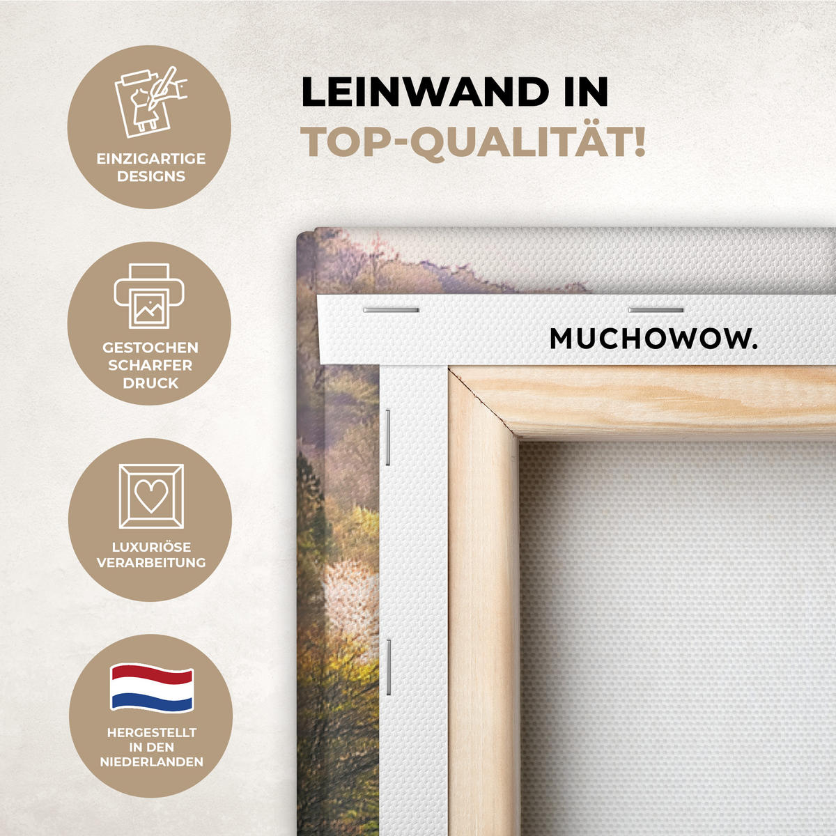 LEINWANDBILD Natur - Bäume - Berge - See - Wasser XXL 150x100 cm - Hellgrün, Textil (150/100cm) - MuchoWow