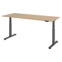 SCHREIBTISCH elektrisch XDSM 80/200/74 cm in Eichefarben/Graphitfarben - Eichefarben/Graphitfarben, Holzwerkstoff (80/200/74cm) - bümö