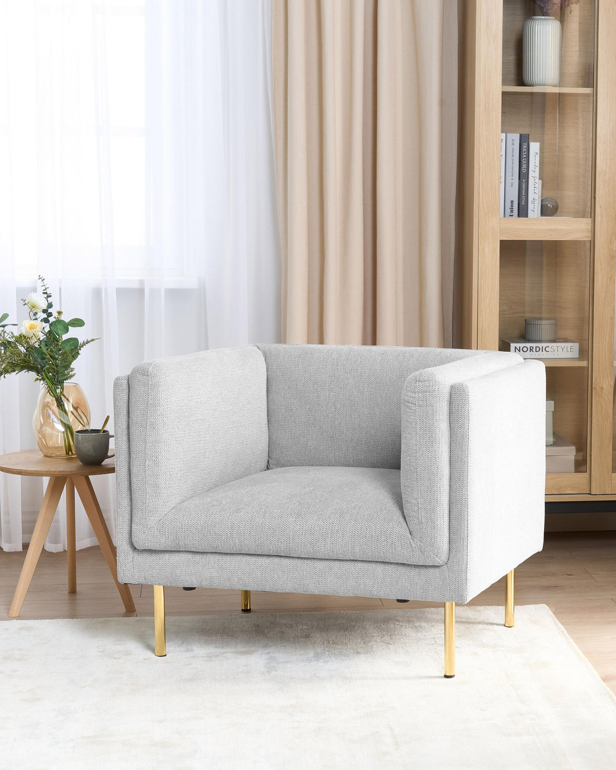 SESSEL Hellgrau Moen - Goldfarben/Grau, Textil (87/72/75cm) - Beliani