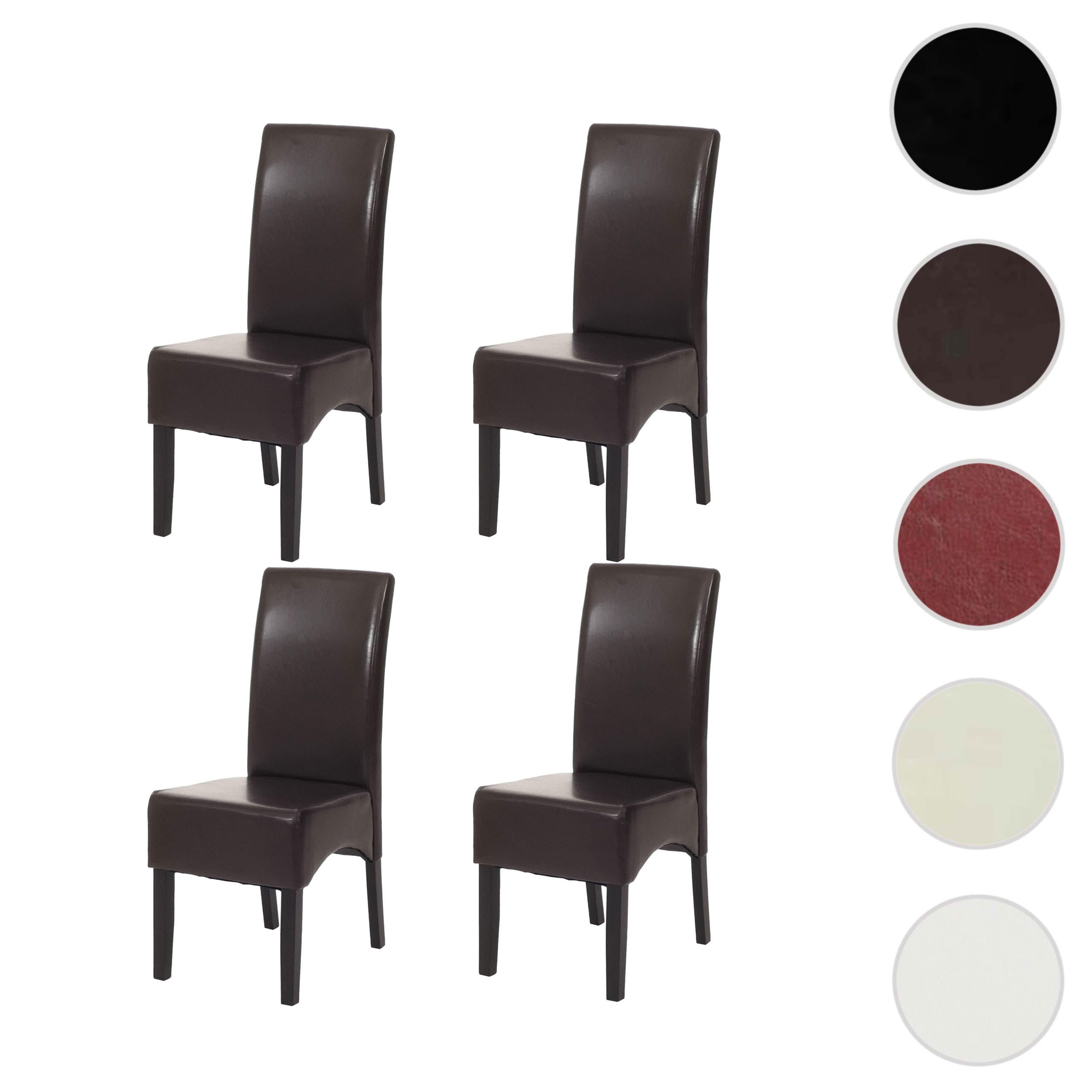 ESSZIMMERSTUHL 4er-Set klassisch und zeitlos 90x43x56cm Sitzhöhe 45cm Leder Braun dunkle Beine - Braun, Leder (43/90/56cm) - CHEFGASTRO