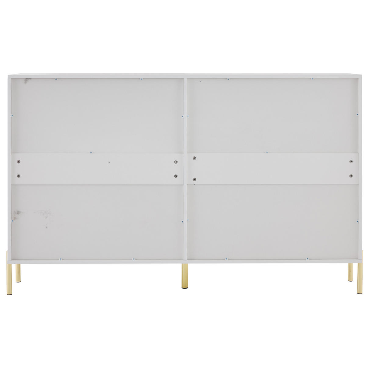 KOMODA 160/35/100 cm biela z drevotriesky s nastaviteľnými policami a zlatými kovovými nohami - biela, kompozitné drevo (160/100/35cm) - OKWISH