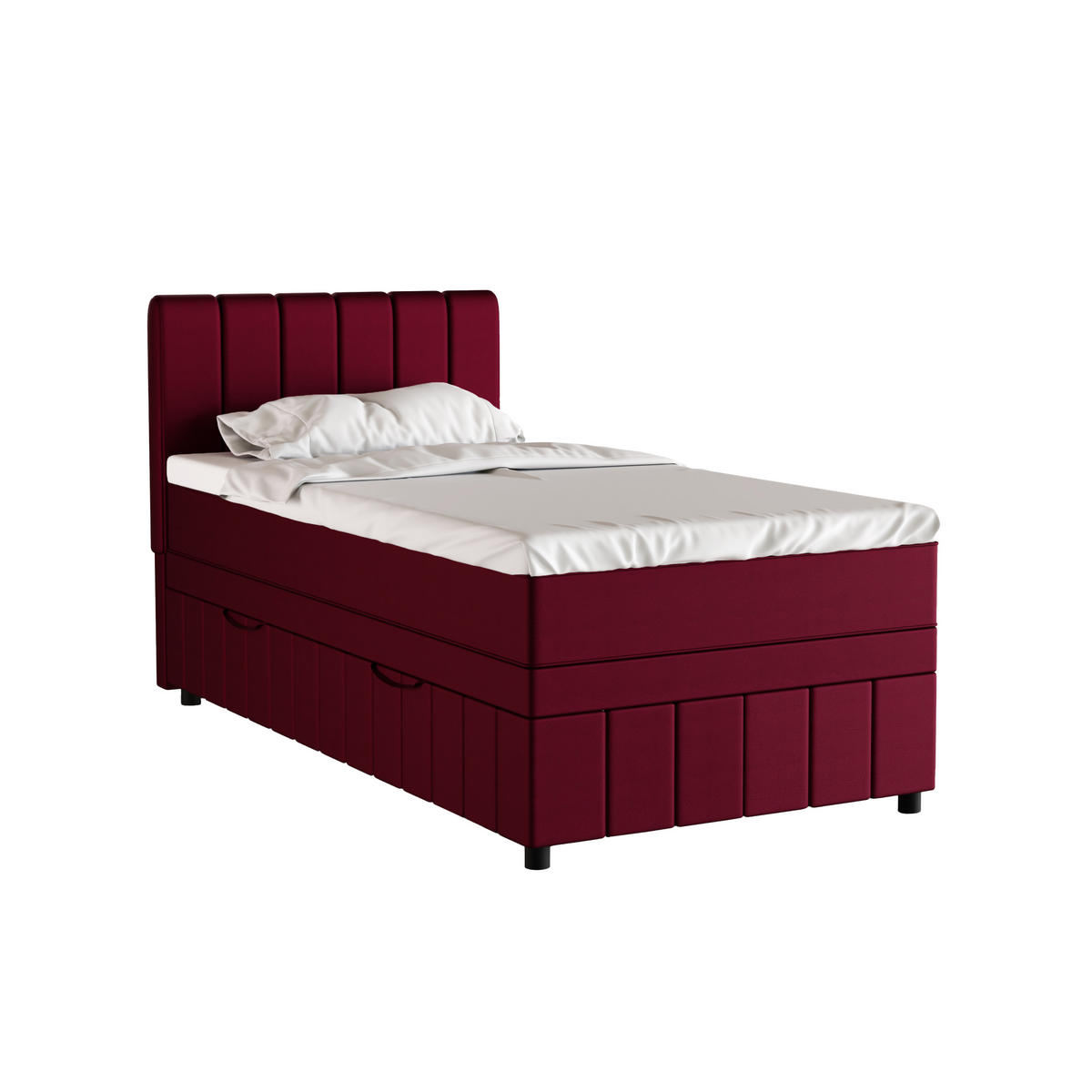 BOXBETT AVALON 100 x 200 cm mit Bettkasten und Topper - Rot - Rot, Holz - Panda Möbel