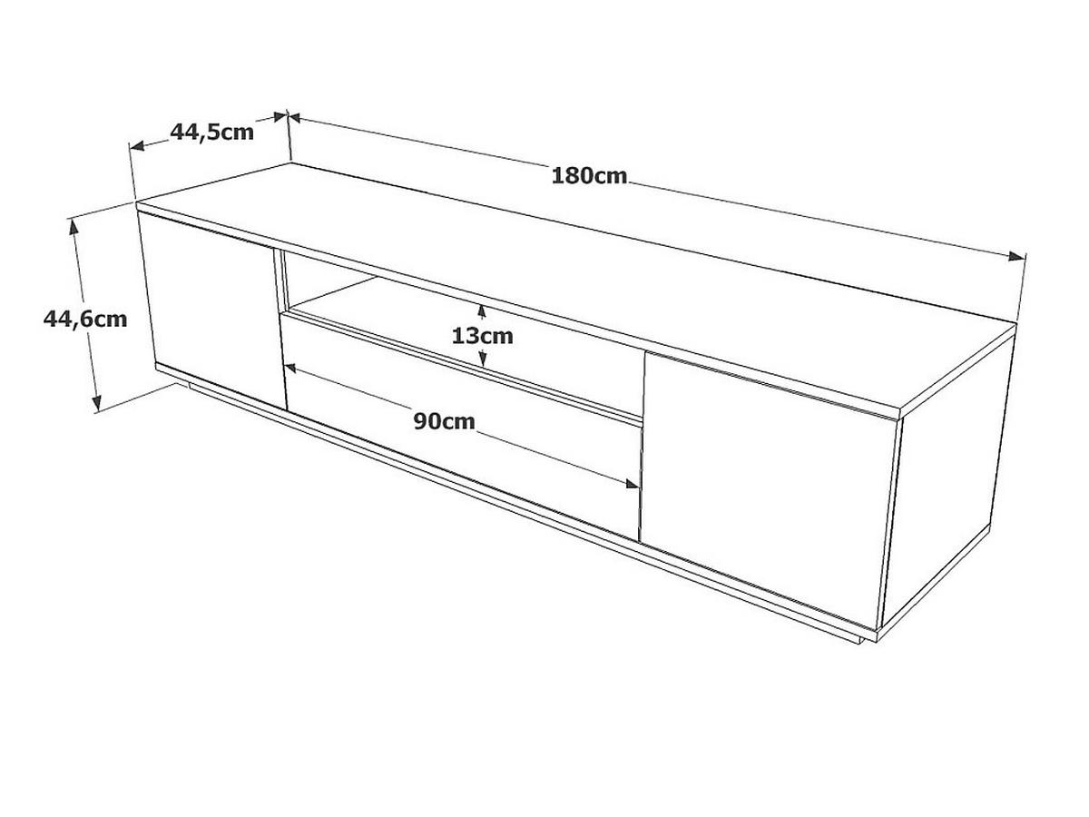 TV-MÖBEL mit 3 Türen & 1 Ablagefach - Weiß & Holzfarben - LOTULA - Naturfarben, Holz (44.5/44.6/180cm) - Vente-Unique