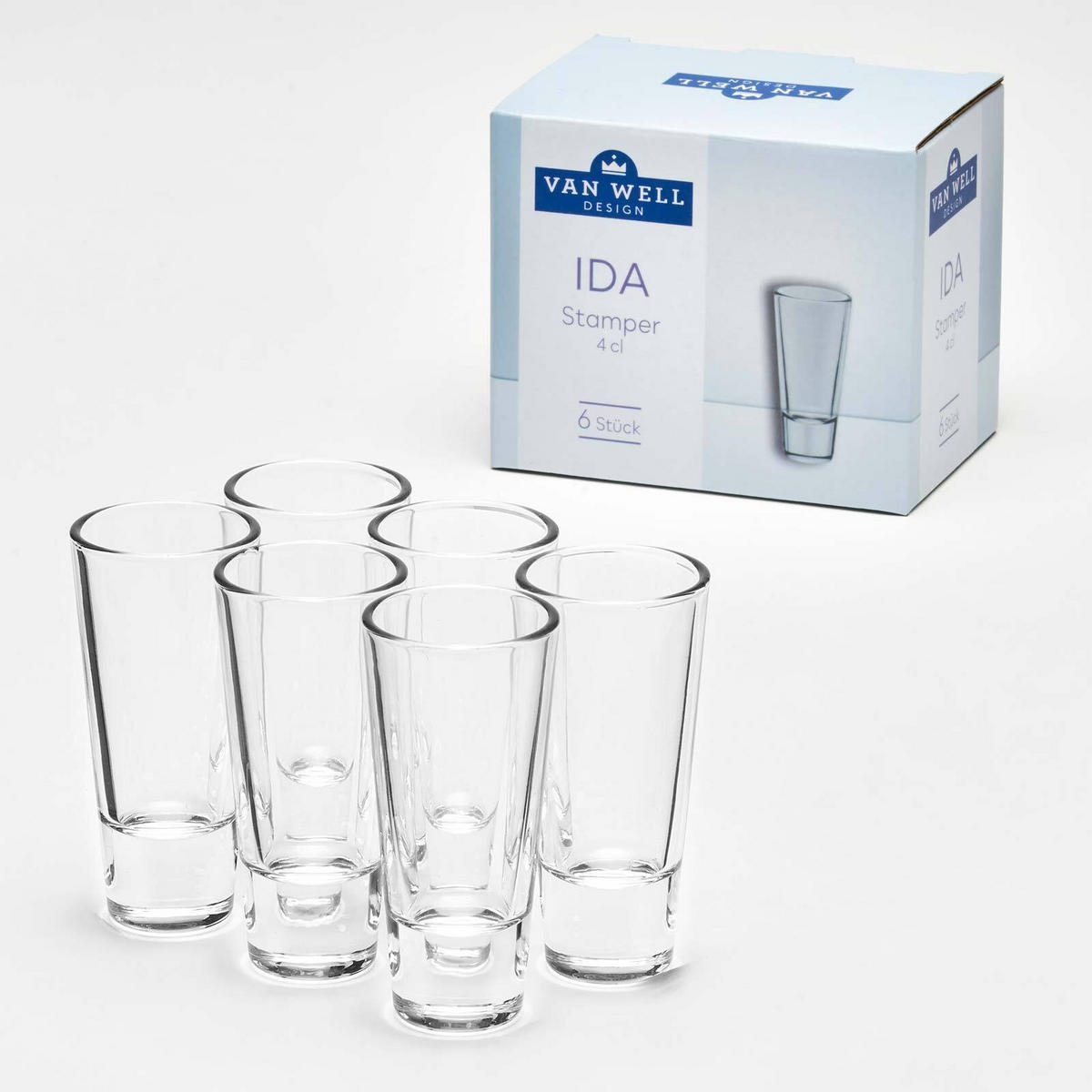STAMPER Ida transparent 40 ml 6er Set - Transparent, Glas (0.04L) - Van Well