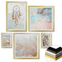 WANDBILDER 5er Set - 50x50 cm & 20x30 cm & 40x60 cm Goldrahmen - Stadtansichten, Brücken, Eiffelturm, Auto - Goldfarben, Kunststoff (40/60cm) - ArtPrintCave