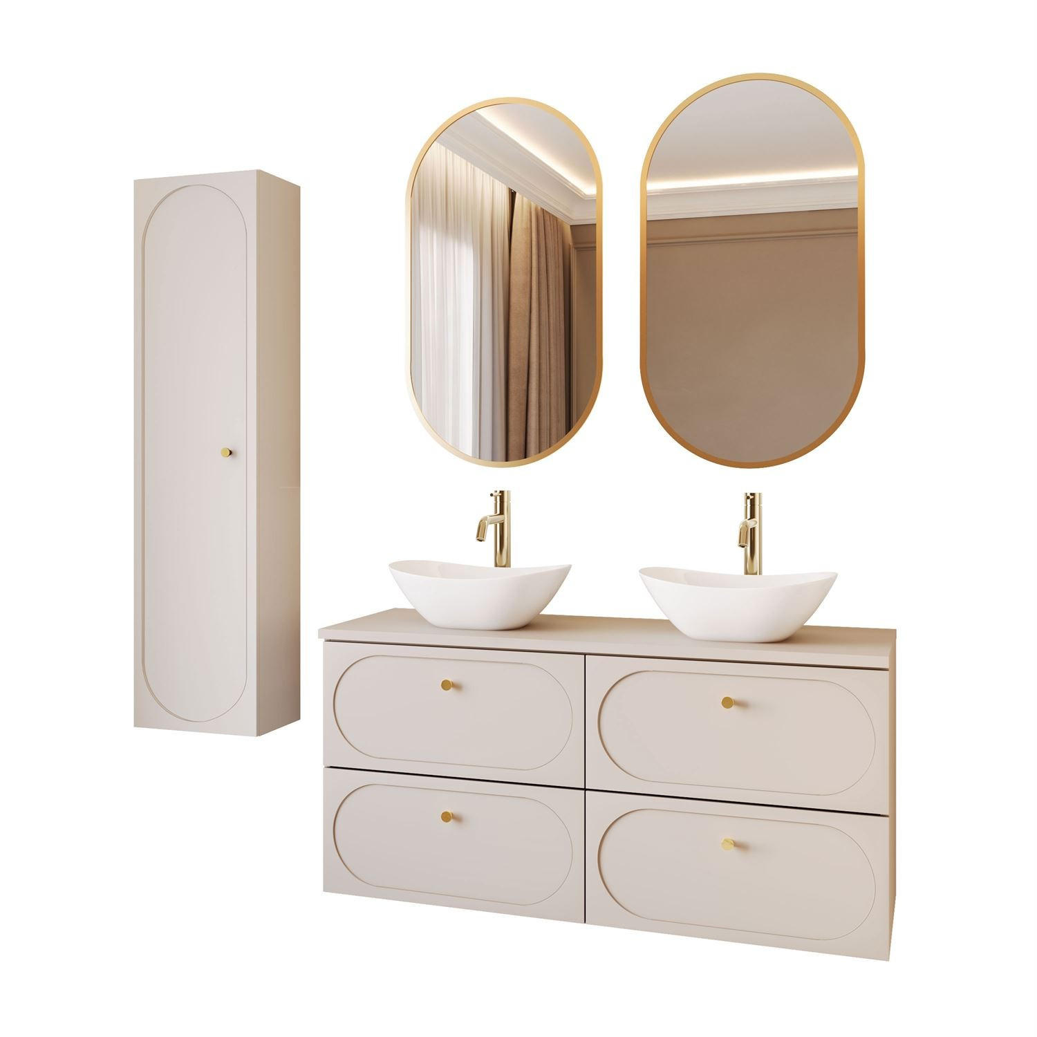 BADMÖBEL-SET IVORY II - Beige, Holzwerkstoff (120/57/46cm) - Lookway