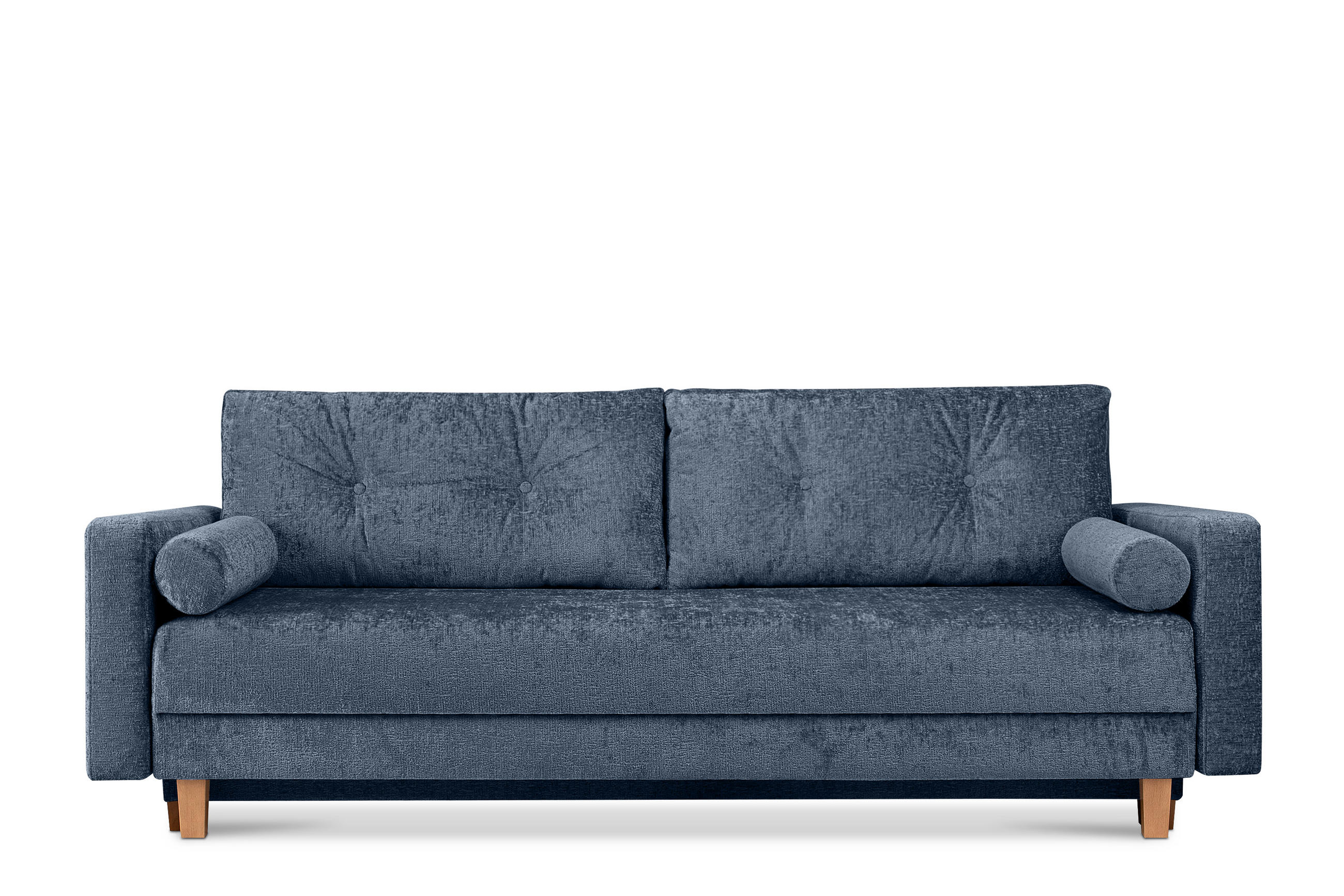 3-SITZER-SCHLAFSOFA ERISO mit weiche Sitzfläche und hohe Rückenlehne, Chenille-Stoff, blau - Blau/Braun, Textil (220/80/100cm) - KONSIMO®