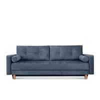 3-SITZER-SCHLAFSOFA ERISO mit weiche Sitzfläche und hohe Rückenlehne, Chenille-Stoff, blau - Blau/Braun, Textil (220/80/100cm) - KONSIMO®