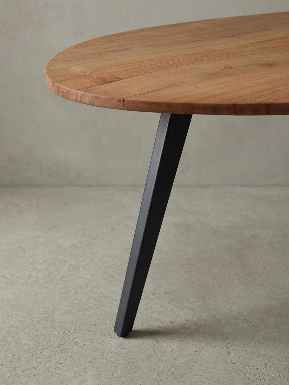 COUCHTISCH in Nierenform aus Akazie Massivholz mit stabilen Metallbeinen - Beige/Anthrazit, Holz/Metall (60/110/45cm) - KADIMA DESIGN