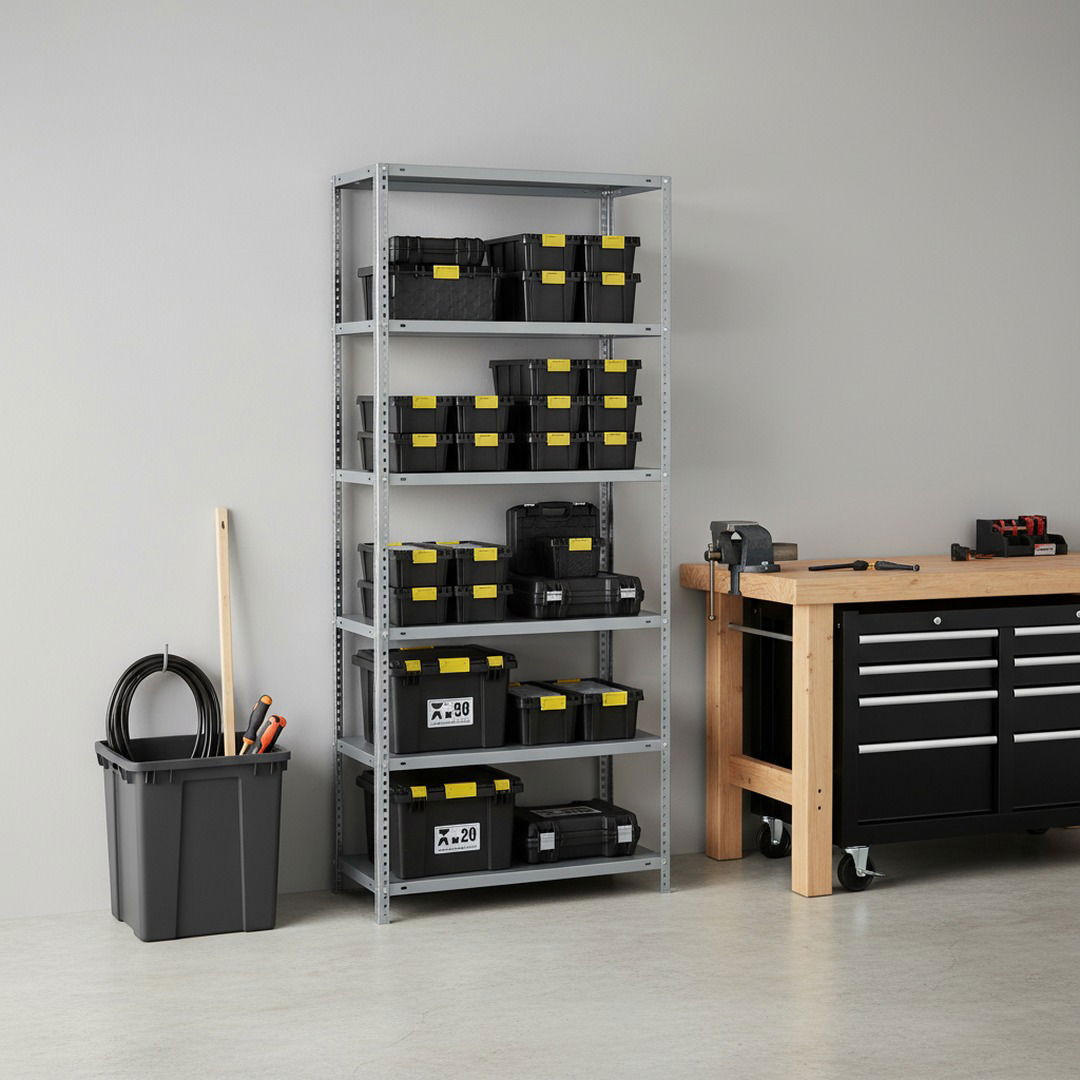 SCHRAUBREGAL PANDA TALL | HxBxT 200x100x40cm | 6 Fachböden | Fachlast 75kg | Verzinkt - Silberfarben, Metall (100/200/40cm) - PROREGAL