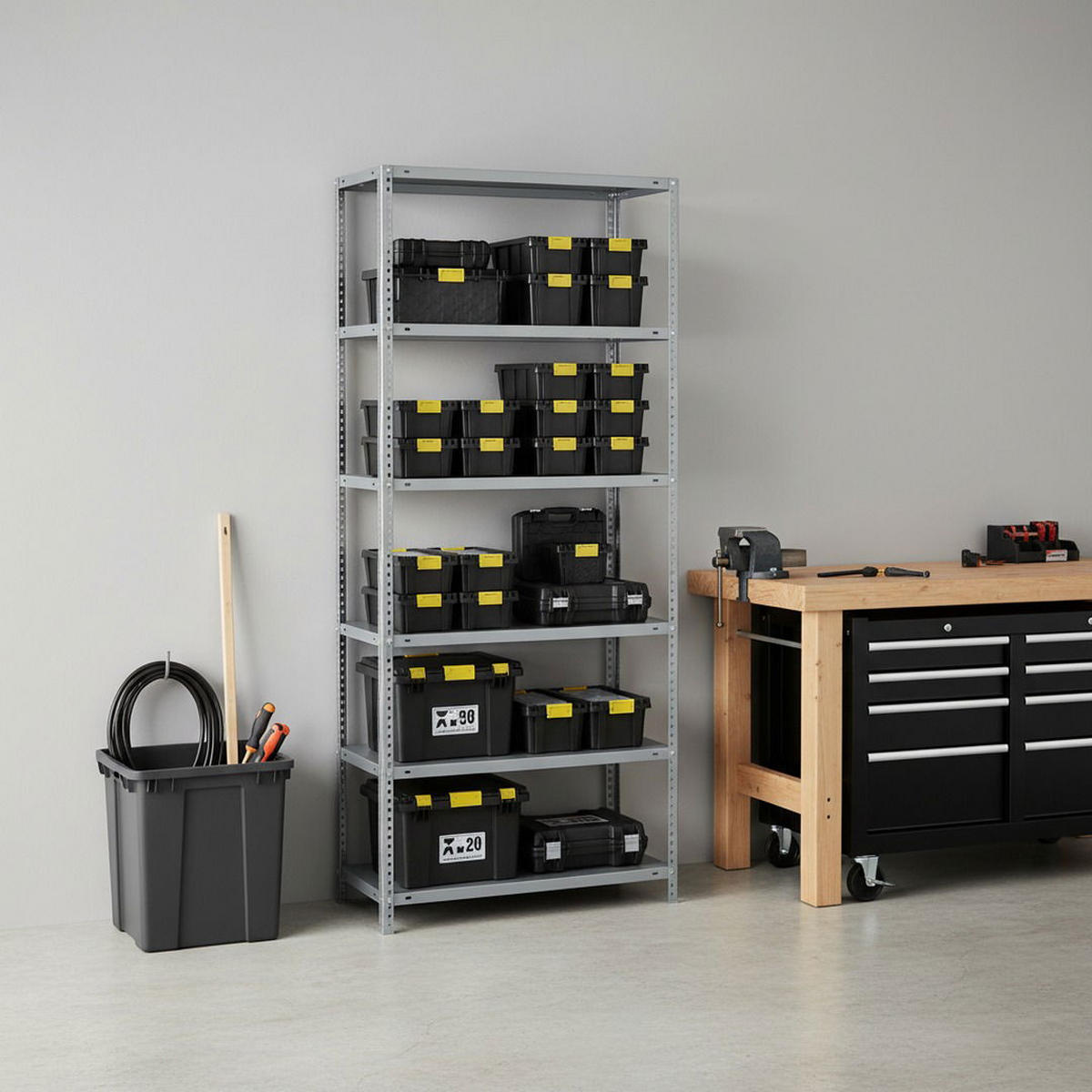 SCHRAUBREGAL PANDA TALL | HxBxT 200x100x40cm | 6 Fachböden | Fachlast 75kg | Verzinkt - Silberfarben, Metall (100/200/40cm) - PROREGAL