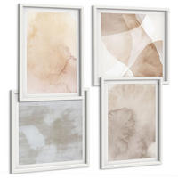 BILDER SET 4er Set - 50x50 cm & 40x60 cm Weißer Rahmen - Warme Aquarell-Pastelltexturen - Weiß, Kunststoff (50/50cm) - TULUP