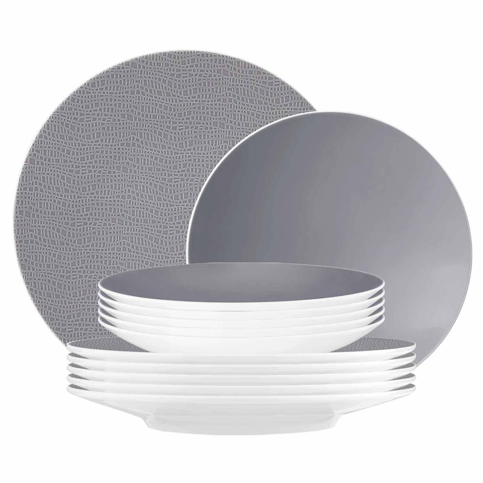 TAFELSERVICE Life Fashion Elegant Grey 12er Set - Grau, Keramik (1/1/1cm) - Seltmann Weiden