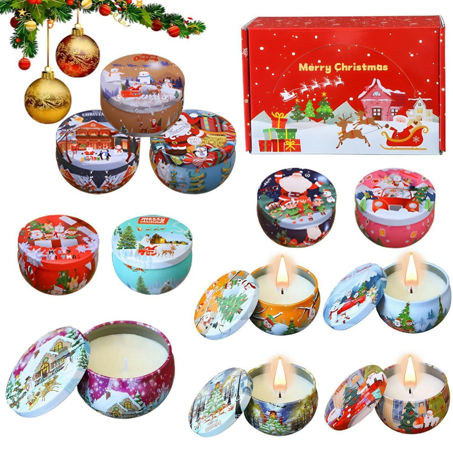 DUFTKERZEN 12-teiliges Set Sojawachs 2.5oz Weihnachtsedition - Multicolor, Metall (4cm)