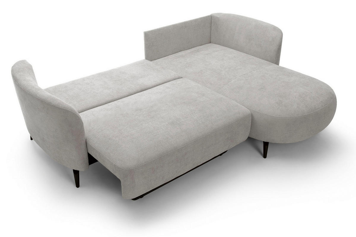 ECKSOFA auf Füßen Kendra 260 cm mit Schlaffunktion, Rechts, Hellgrau - Hellgrau, Holz (180/260cm) - Emporius