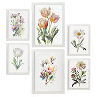 POSTER Set Mit 6 Pastellblume Größe A3 & A4 Weißer Rahmen - Weiß, Papier (29.7/1cm) - Nacnic