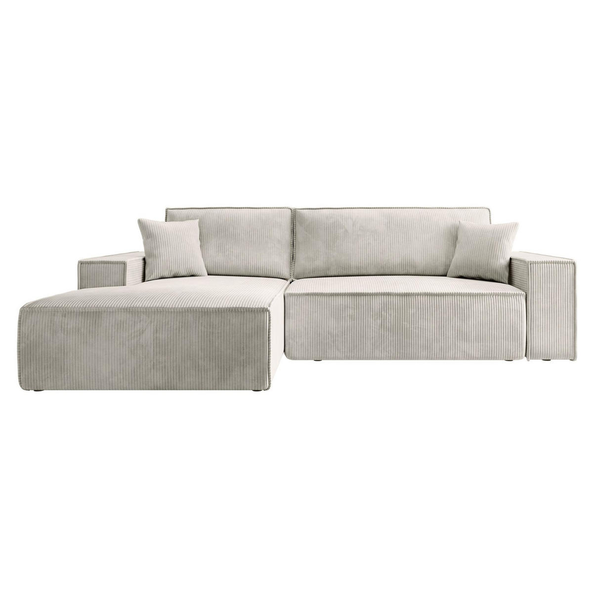 ECKSOFA Farese New Creme mit Cordbezug, links - Creme/Schwarz, Kunststoff/Textil (267/167cm) - Selsey