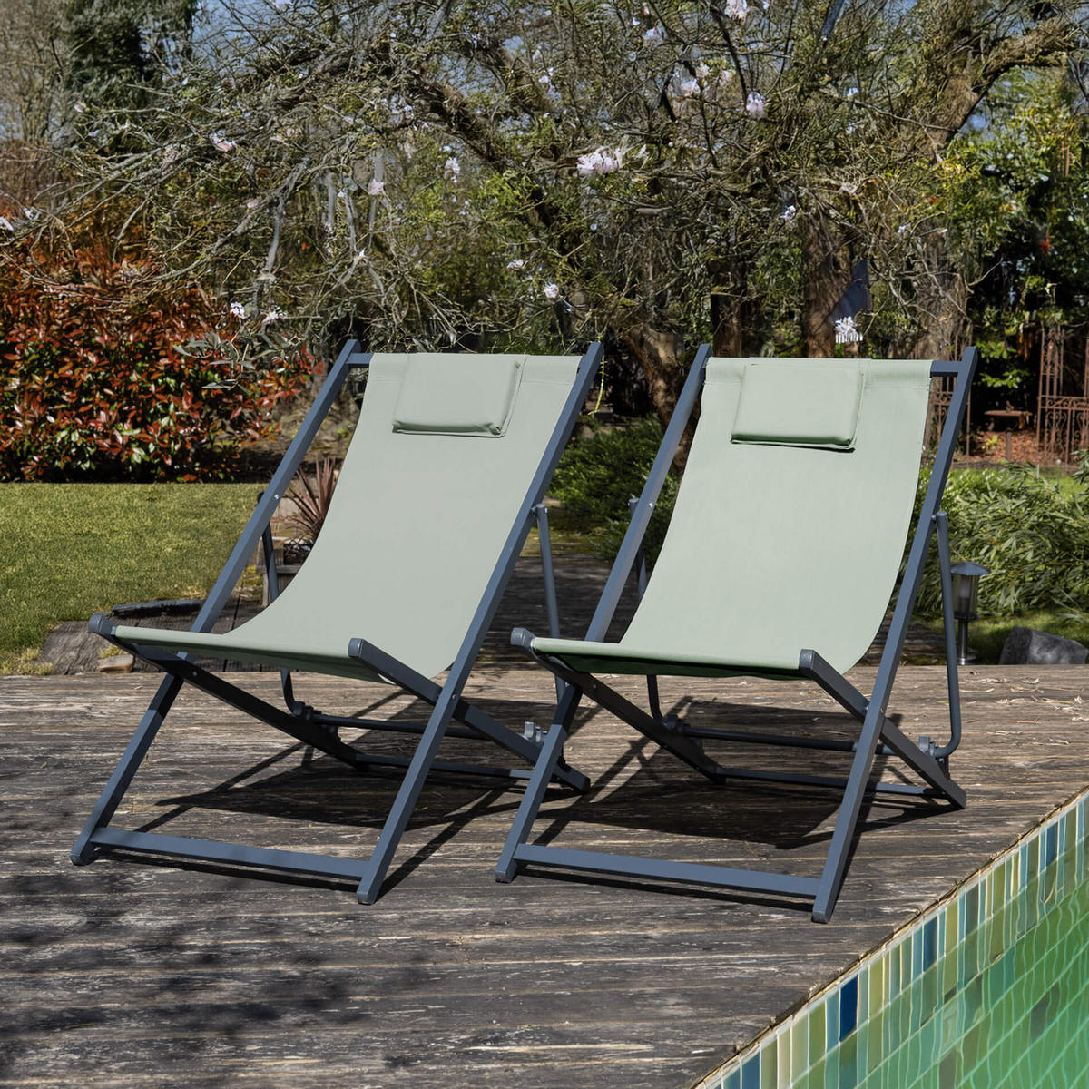 GARTEN-RELAXSESSEL Grün 58/92/93 cm - Grün, Metall (58/93/92cm) - Mobili Rebecca