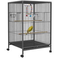 VOGELKÄFIG DE-17831 mit Rollen, Schaukel & herausziehbarem Tablett Schwarz - Schwarz, Metall (46/78/48cm) - ComfortXL