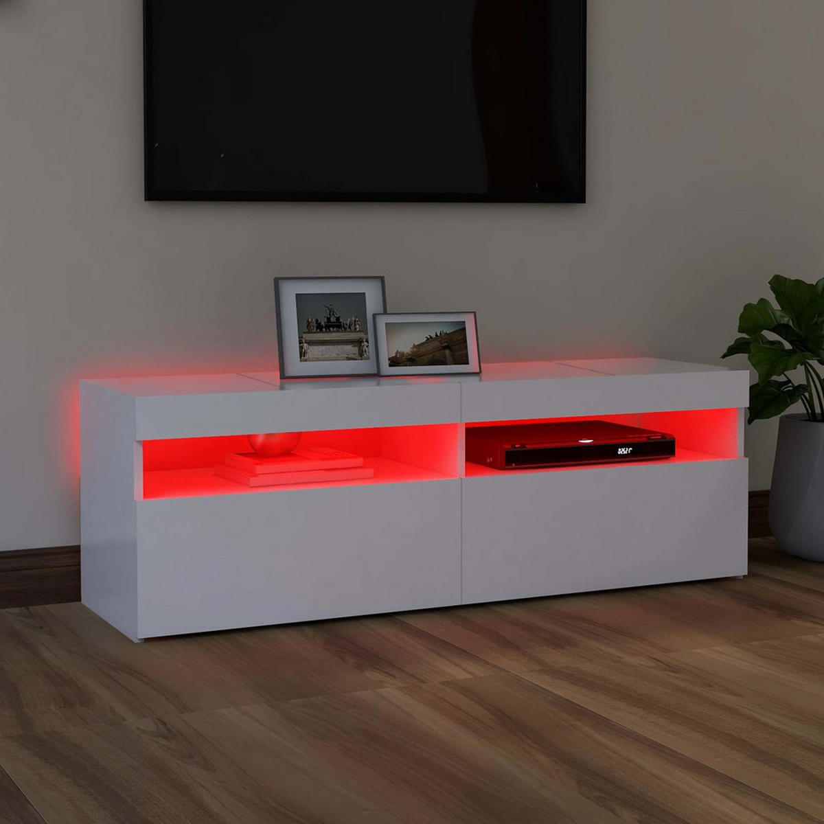TV-SCHRANK Mit Led-Leuchten Weiss 120/35/40 Cm - Weiß, Holzwerkstoff (34/40/70cm) - vidaXL