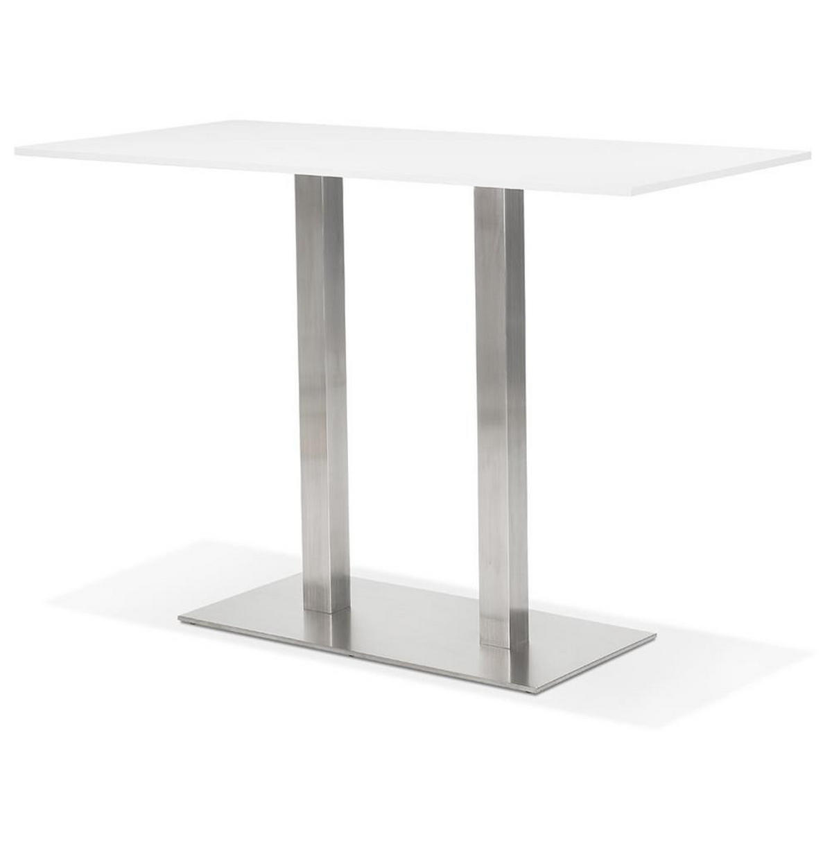 DESIGNER-STEHTISCH Holzplatte und gebürsteter Stahl KORALO BAR, Weiß 160x80x100 cm - Silberfarben/Weiß, Holzwerkstoff/Metall (160/100/80cm) - KADIMA DESIGN