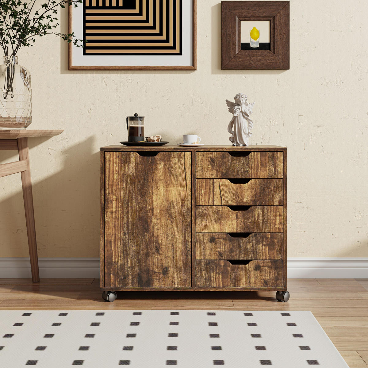 ROLLCONTAINER - Braun, Holzwerkstoff/Kunststoff (78/65/40cm) - Relaxdays