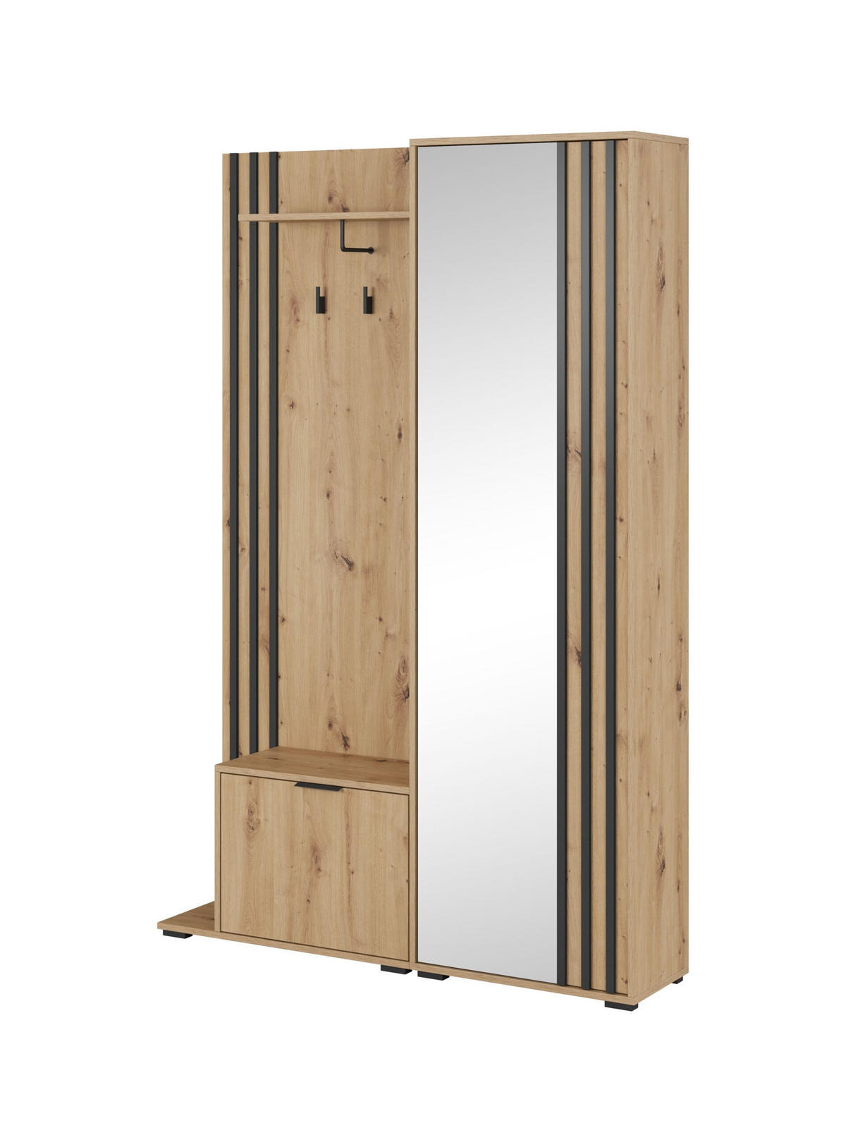 GARDEROBENSCHRANK - JOHN (Artisan) - Eiche Artisan, Holzwerkstoff (135/197/40cm)
