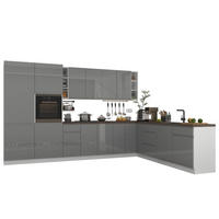 ECKKÜCHE 350 x 260 cm – Aspen KA4-M350 - in Grau/Hochglanz - Grau, Holz (610/212/58cm)