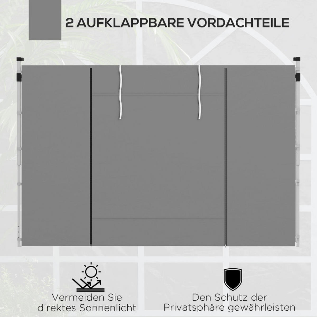 PAVILLON VORHÄNGE 2er Set 3x3 3x6 Fenster Türen grau - Hellgrau, Textil (295/195/1cm) - LEBENLANG