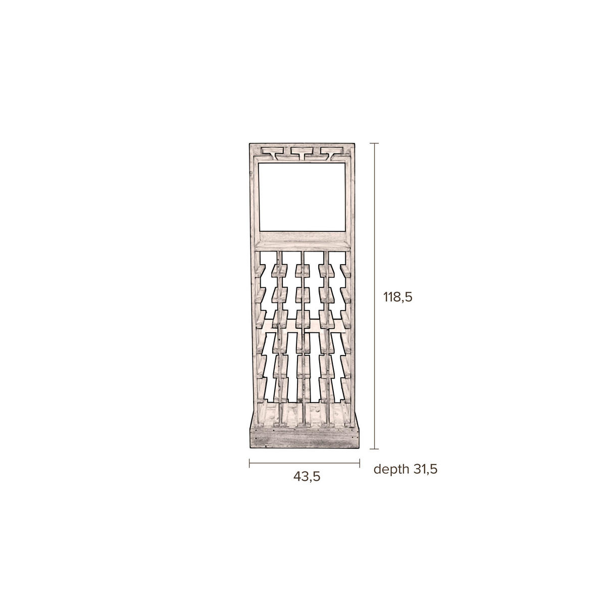 WEINSCHRANK Claude Holz Braun - Braun, Holz (43.5/118.5/315cm) - Dutchbone