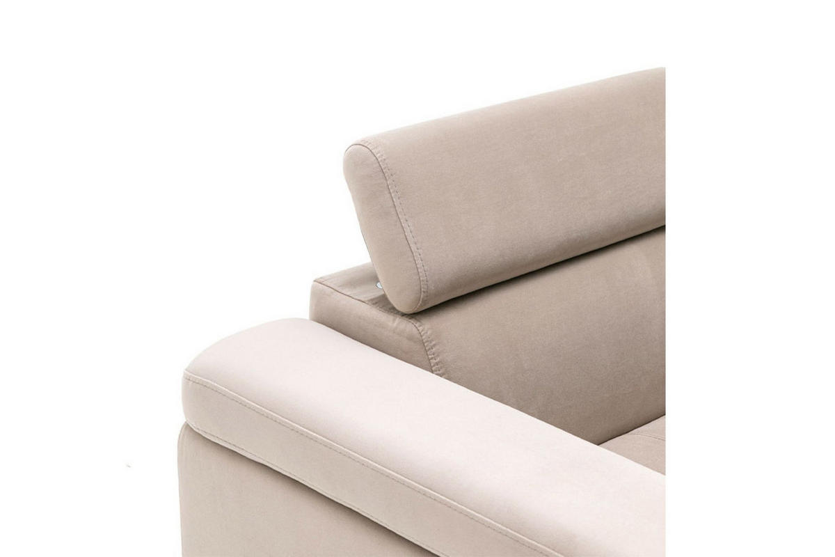 SESSEL JUNIOR mit verstellbare Kopfstütze Velours Beige - Beige/Schwarz, Holz/Textil (116/90/92cm) - Muffo