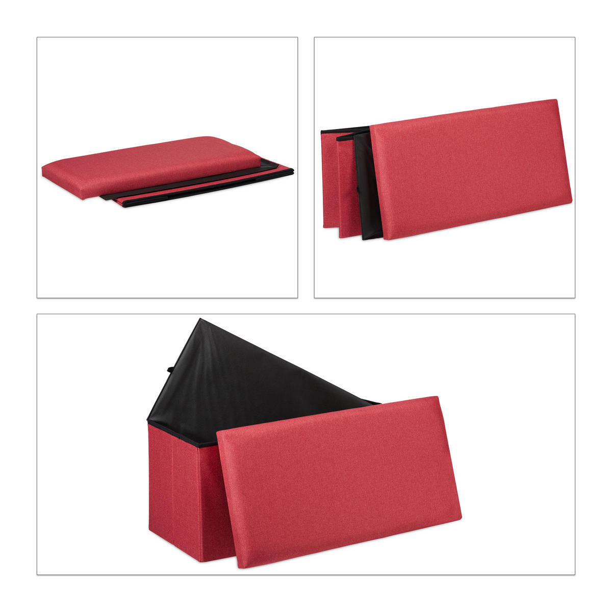 SITZBANK - Dunkelrot, Holzwerkstoff/Textil (76.5/38/38.5cm) - Relaxdays