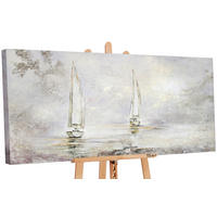GEMÄLDE Morgendämmerung auf Keilrahmen 100x50 cm - Ecru, Holz (100/50cm) - YS-art gallery