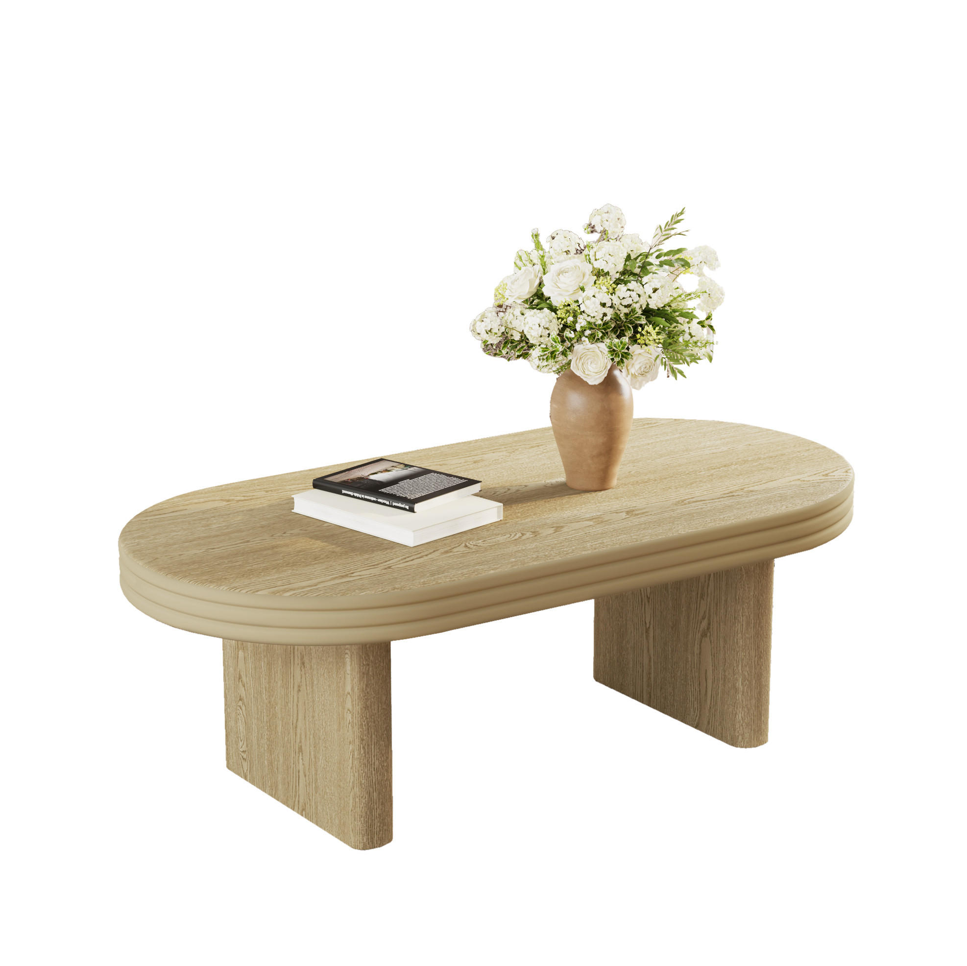 COUCHTISCH 120/60/41,5 cm mit ovaler Tischplatte und Holzoptik, Natur - Naturfarben, Holzwerkstoff (120/60/41.5cm) - Redom