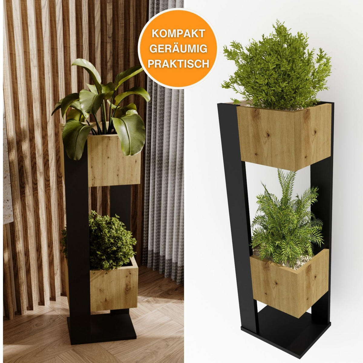 BLUMENSTÄNDER Duo - Eiche Artisan, Holzwerkstoff (23/98/29cm) - RAUMHIRSCH FURNITURE